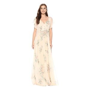 Jenny Yoo Anthropologie Cassie Flutter Sleeve Surplice Gown Maxi Dress 12